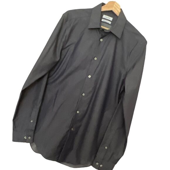 Calvin Klein Dark Gray Long Sleeve Button Up Dress Shirt  Size 34/35 - Picture 2 of 12